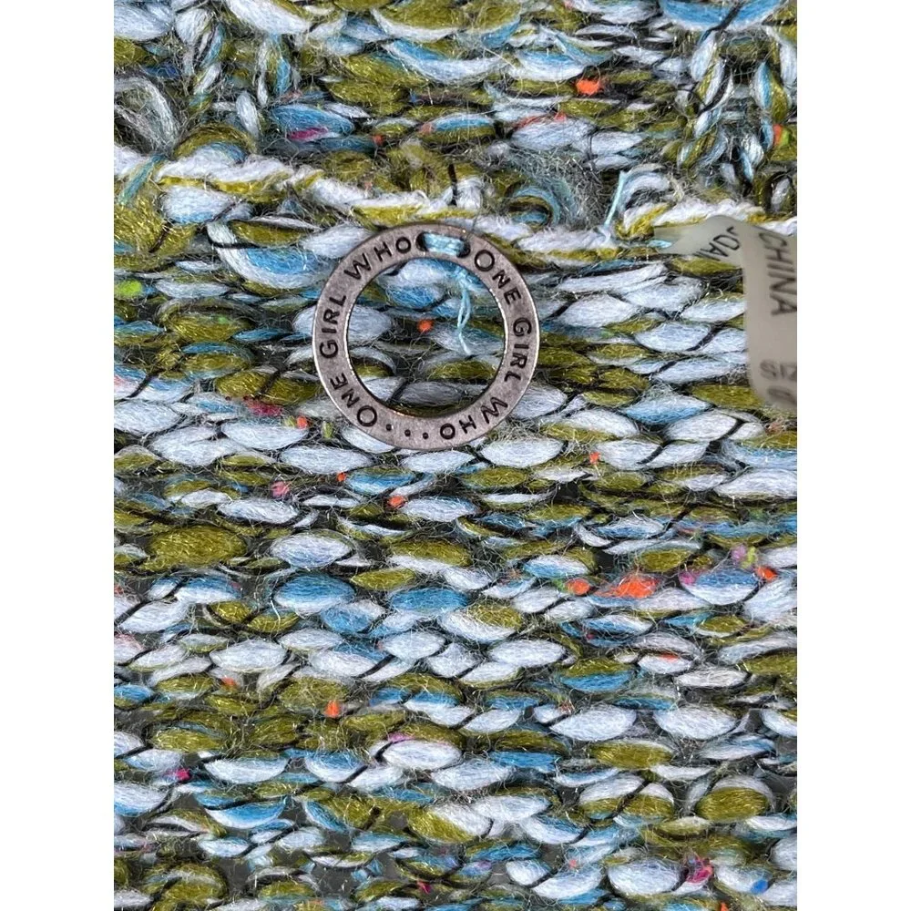 Anthropologie One Girl Who Green Chunky Open Cardigan w Flare Sleeves Size S - Picture 4 of 7